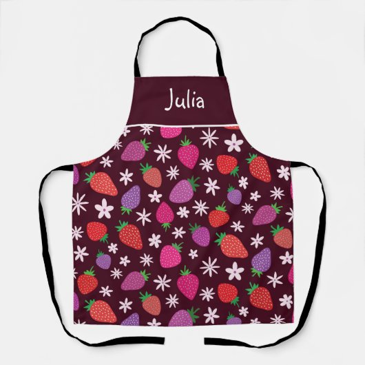 Erdbeere Blumenmuster Personalisiert Schürze (Vorderseite)