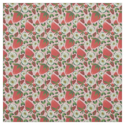 Erdbeere Blumenrosa Muster Stoff (Muster)