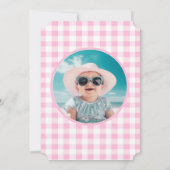 Erdbeere & Bow 1. Geburtstag mit Foto Einladung (Rückseite)