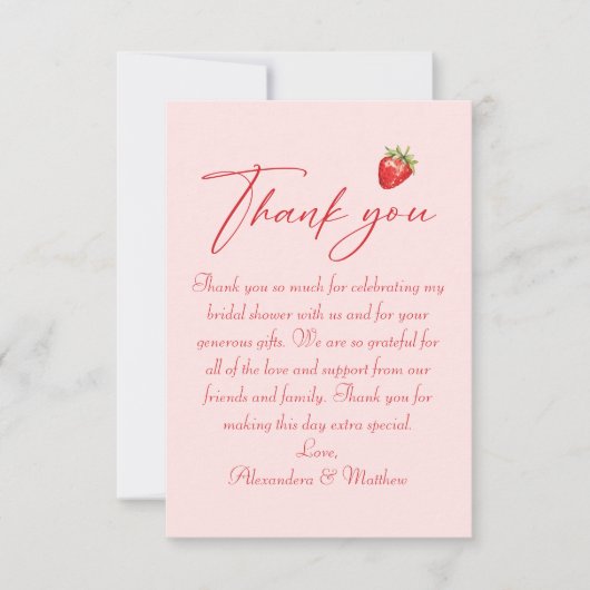 Erdbeere-Brautparty Dankeskarte (Vorderseite)