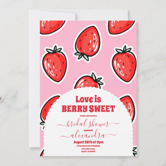 Erdbeere-Brautparty Einladung (Vorderseite)