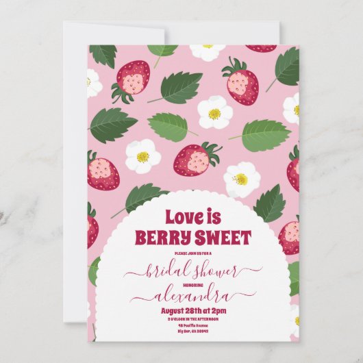 Erdbeere-Brautparty Einladung (Vorderseite)