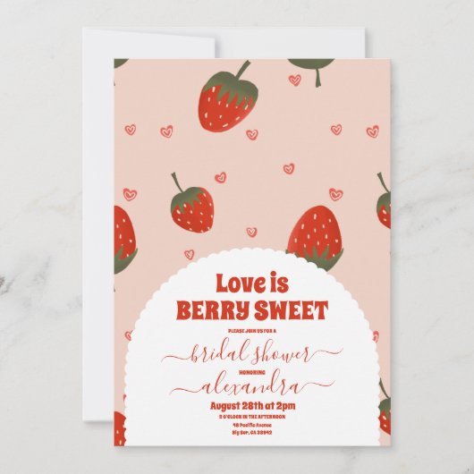Erdbeere-Brautparty Einladung (Vorderseite)