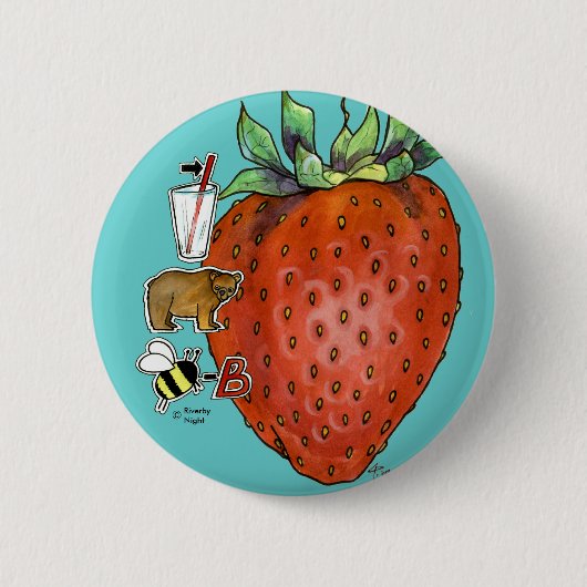 Erdbeere Button (Vorderseite)