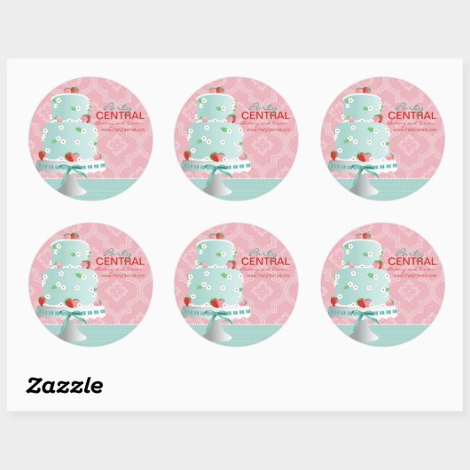 Erdbeere Cake Business Sticker (Blatt)