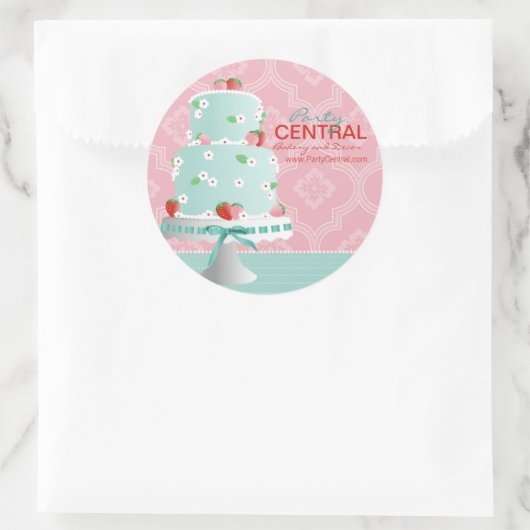 Erdbeere Cake Business Sticker (Tasche)