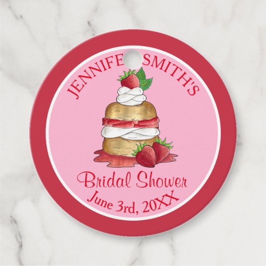 Erdbeere Cake Shortcake Brautparty Geburtstag Geschenkanhänger (Vorderseite)