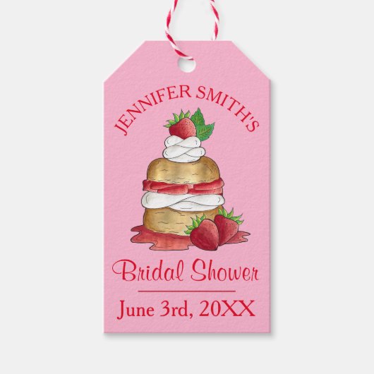 Erdbeere Cake Shortcake Brautparty Geburtstag Geschenkanhänger (Vorderseite)