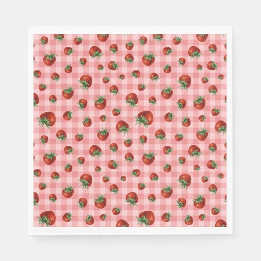 Erdbeere Check Serviette (Vorderseite)