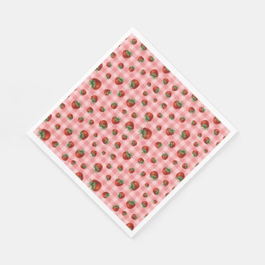 Erdbeere Check Serviette (Ecke)