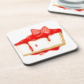 Erdbeere Cheesecake köstlicher Kuchen Getränkeuntersetzer (Linke Seite)