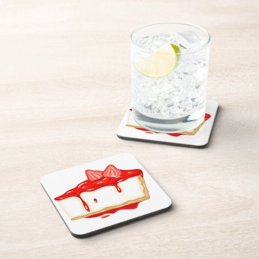 Erdbeere Cheesecake köstlicher Kuchen Getränkeuntersetzer (Rechte Seite)