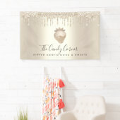 Erdbeere Confection Süßigkeiten Gold Glitzer Tropf Banner (Insitu)