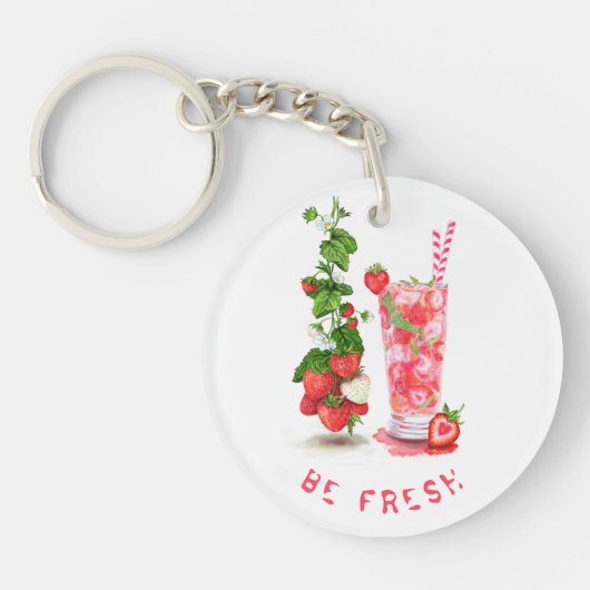 Erdbeere Cool Drink Frucht Schlüsselanhänger Gesch (Vorderseite)