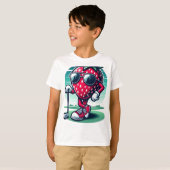 Erdbeere Cool Golfer! - Cartoon Strawberry Golf T-Shirt (Vorne ganz)
