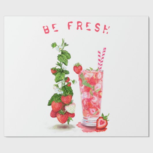 Erdbeere Cooles Trinkobst Umhüllungspapier Geschenkpapier (Flach)