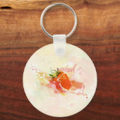 Erdbeere Creme Splash! Aquarell Schlüsselanhänger (Vorderseite)