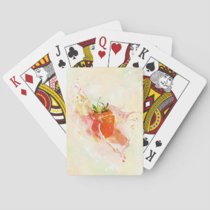 Erdbeere Creme Splash! Aquarell Spielkarten