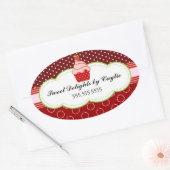 Erdbeere Cupcake Bäckerei Box Siegel Ovaler Aufkleber (Umschlag)