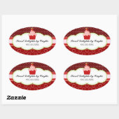 Erdbeere Cupcake Bäckerei Box Siegel Ovaler Aufkleber (Blatt)