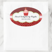 Erdbeere Cupcake Bäckerei Box Siegel Ovaler Aufkleber (Tasche)