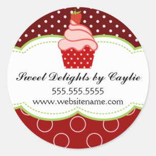 Erdbeere Cupcake Bäckerei Box Siegel Runder Aufkleber