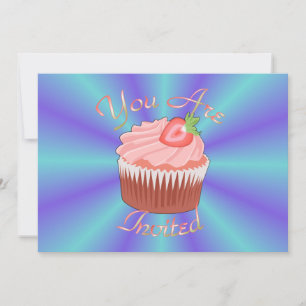 Erdbeere Cupcake Einladung
