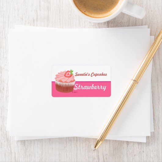 Erdbeere Cupcake Labels Adressaufkleber (Insitu)