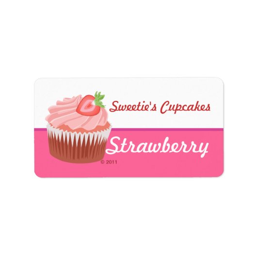 Erdbeere Cupcake Labels Adressaufkleber (Vorne)