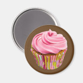 Erdbeere Cupcake mit rosa Zuckerguss Magnet (Vorderseite/Rückseite)