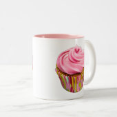 Erdbeere Cupcake mit rosa Zuckerguss Zweifarbige Tasse (VorderseiteRechts)