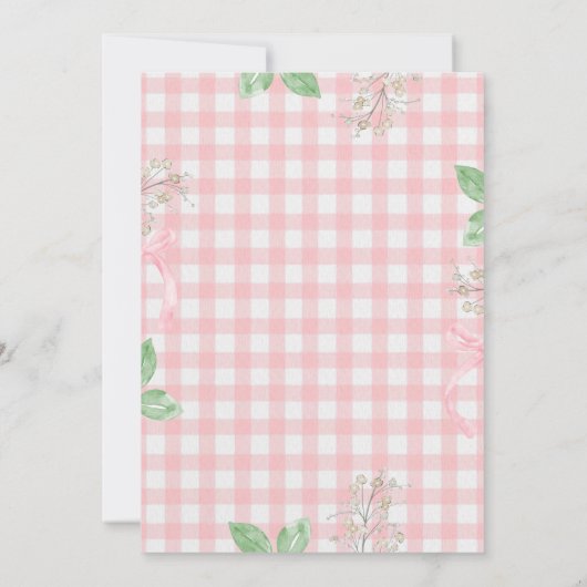 Erdbeere Cupcake Rahmen Karierte Babydusche Einladung (Rückseite)