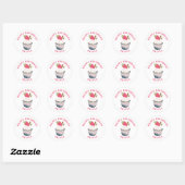Erdbeere Cupcake Sticker - Rosa Herzsprinklen (Blatt)