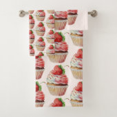 Erdbeere Cupcake Sweet Dessert Muster Badhandtuch Set (Insitu)