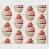 Erdbeere Cupcake Sweet Dessert Muster Geschenkpapier (Flach)