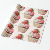 Erdbeere Cupcake Sweet Dessert Muster Geschenkpapier (Ungerollt)
