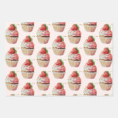 Erdbeere Cupcake Sweet Dessert Muster Geschenkpapier Set (Vorderseite 2)