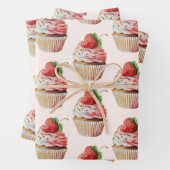 Erdbeere Cupcake Sweet Dessert Muster Geschenkpapier Set (Beispiel)