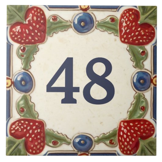 Erdbeere Custom House Number Plate Plaque Sign Fliese (Vorderseite)