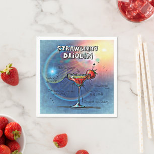 Erdbeere Daiquiri (#10 von 12 Sets mit Rezept für Serviette