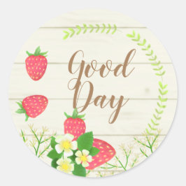 Erdbeere. Das Land. Personalisiert. Runder Aufkleber