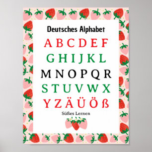 Erdbeere Deutsches Alphabet Süßes Lernen  Poster