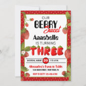 Erdbeere Dritte Geburtstagspartei Einladung (Vorderseite)