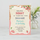 Erdbeere Dusche Geburtstagsfeier Einladung (Stehend Vorderseite)