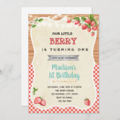 Erdbeere Dusche Geburtstagsfeier Einladung (Vorne/Hinten)