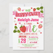 Erdbeere Einladung zum ersten Geburtstag - Einladu (Vorderseite)