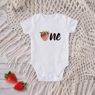 Erdbeere EINS Geburtstag Baby Strampler