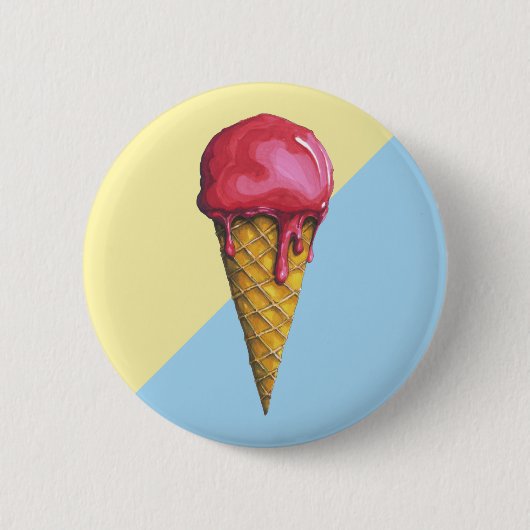 Erdbeere Eis-Creme Button (Vorderseite)