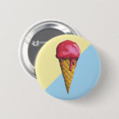 Erdbeere Eis-Creme Button (Vorne & Hinten)