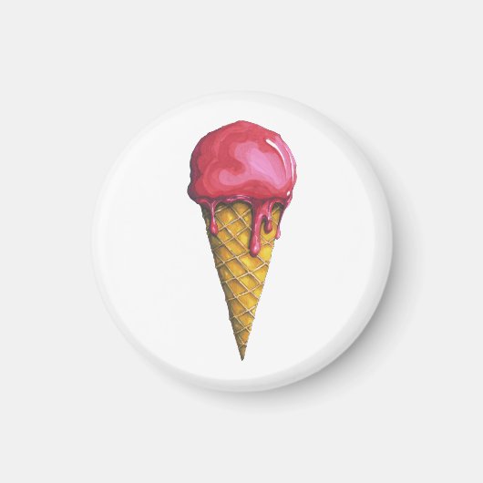 Erdbeere Eis-Creme Magnet (Vorne)